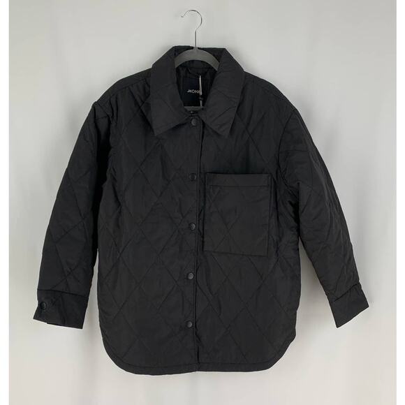 ASOS Monki Liv Quilted Jacket Womens Small Black New - Picture 4 of 11